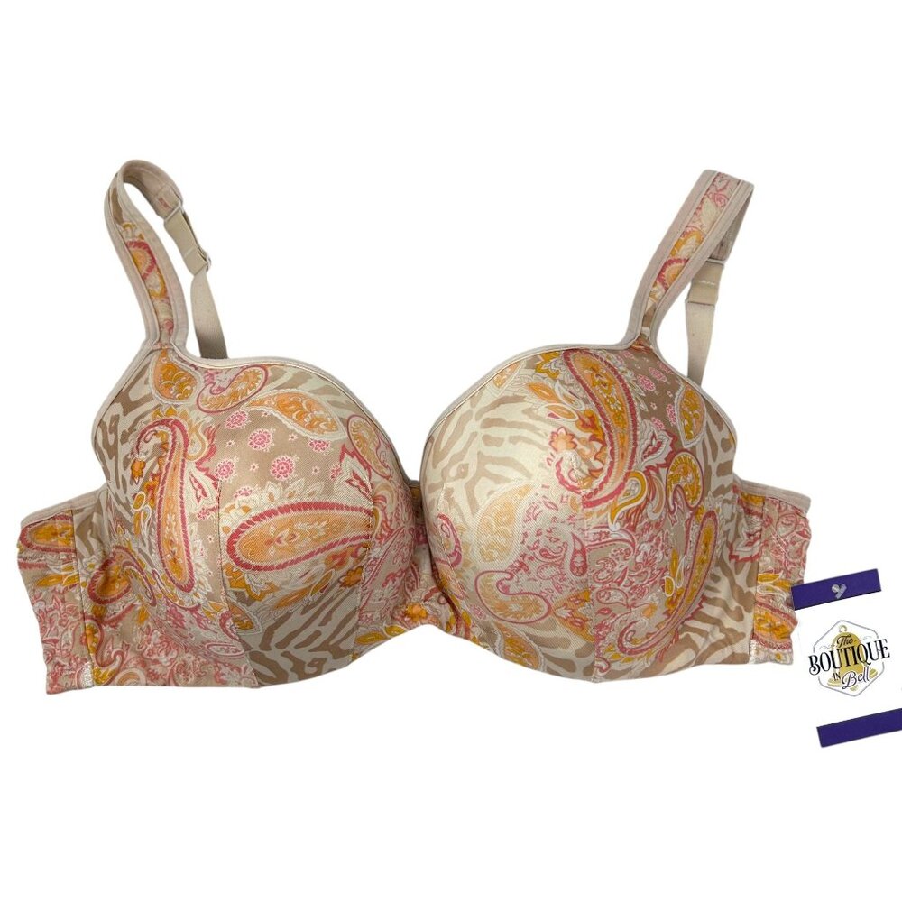 Cacique Balconette Bra Paisley Lightly Lined Full Coverage Underwire Comfort 42D